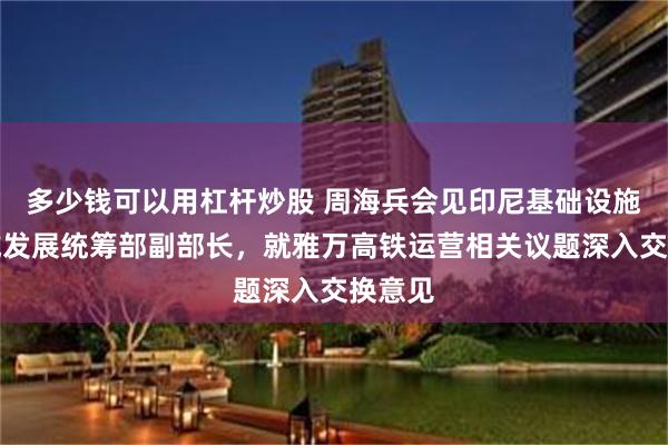多少钱可以用杠杆炒股 周海兵会见印尼基础设施与区域发展统筹部副部长，就雅万高铁运营相关议题深入交换意见