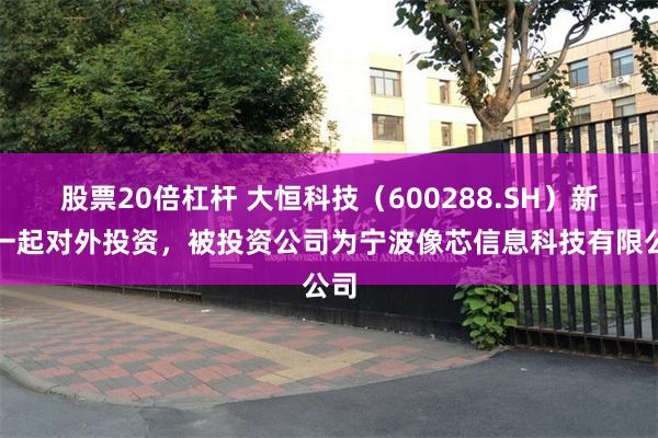 股票20倍杠杆 大恒科技（600288.SH）新增一起对外投资，被投资公司为宁波像芯信息科技有限公司