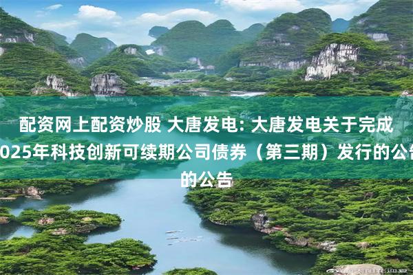 配资网上配资炒股 大唐发电: 大唐发电关于完成2025年科技创新可续期公司债券（第三期）发行的公告